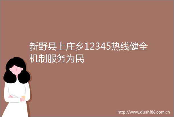 新野县上庄乡12345热线健全机制服务为民