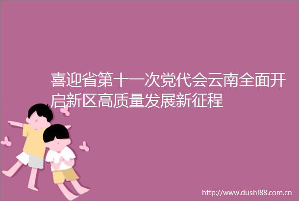 喜迎省第十一次党代会云南全面开启新区高质量发展新征程