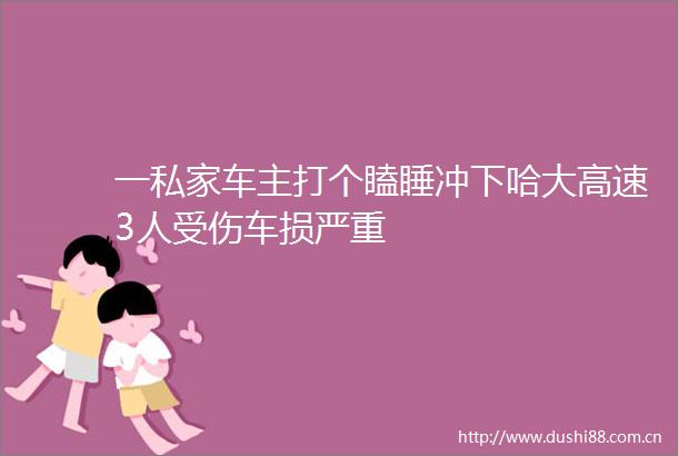 一私家车主打个瞌睡冲下哈大高速3人受伤车损严重