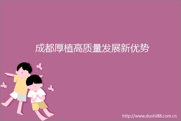 成都厚植高质量发展新优势