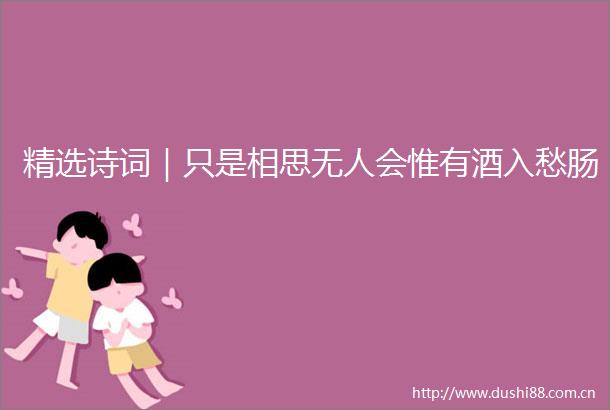 精选诗词｜只是相思无人会惟有酒入愁肠