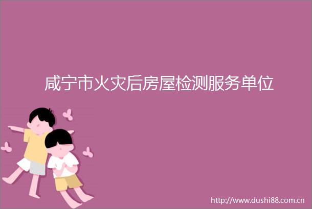 咸宁市火灾后房屋检测服务单位