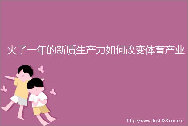 火了一年的新质生产力如何改变体育产业