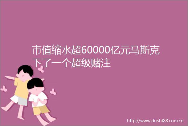 市值缩水超60000亿元马斯克下了一个超级赌注