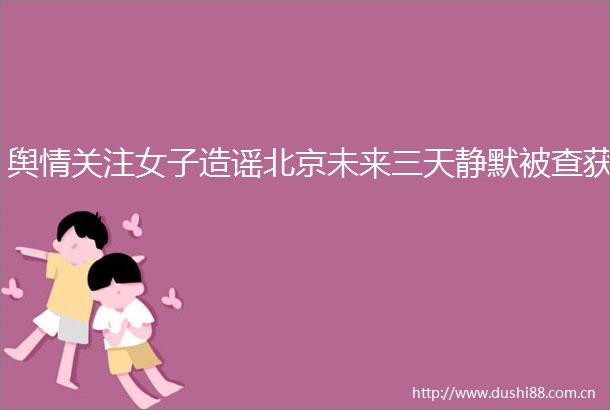 舆情关注女子造谣北京未来三天静默被查获