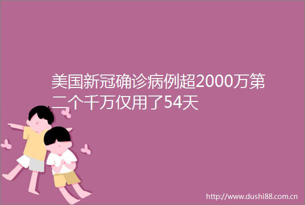 美国新冠确诊病例超2000万第二个千万仅用了54天
