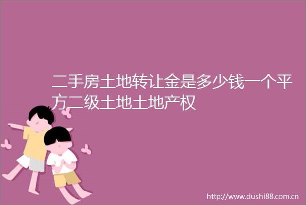 二手房土地转让金是多少钱一个平方二级土地土地产权