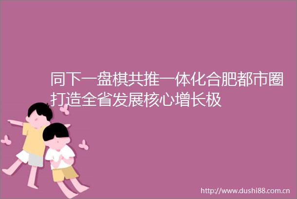 同下一盘棋共推一体化合肥都市圈打造全省发展核心增长极