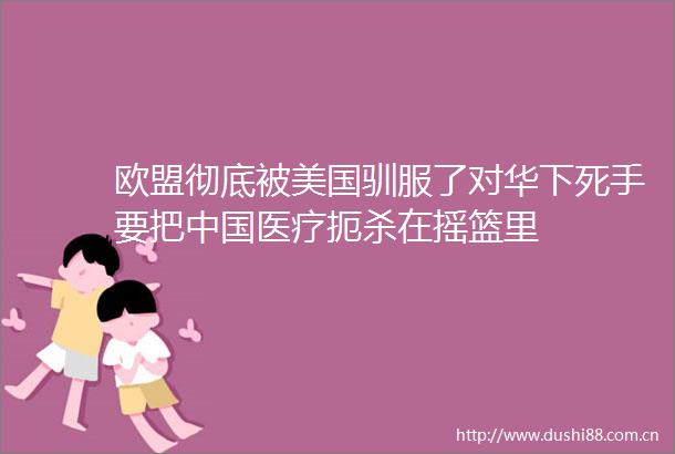 欧盟彻底被美国驯服了对华下死手要把医疗扼杀在摇篮里