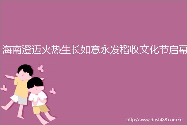 海南澄迈火热生长如意永发稻收文化节启幕