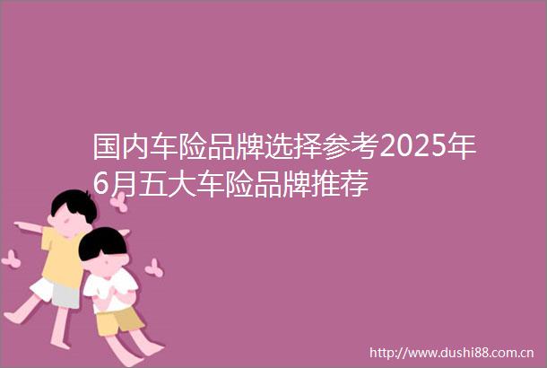 国内车险品牌选择参考2025年6月五大车险品牌推荐