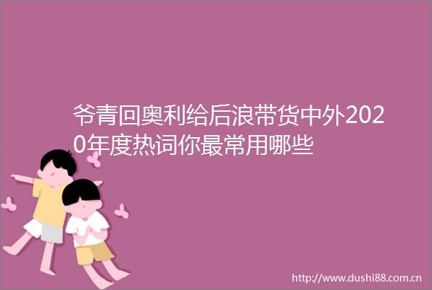 爷青回奥利给后浪带货中外2020年度热词你最常用哪些