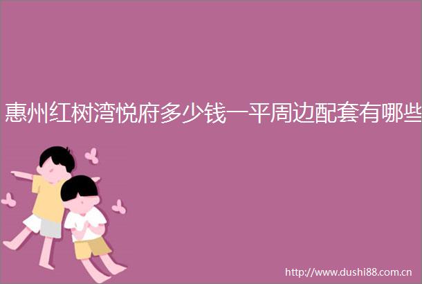 惠州红树湾悦府多少钱一平周边配套有哪些