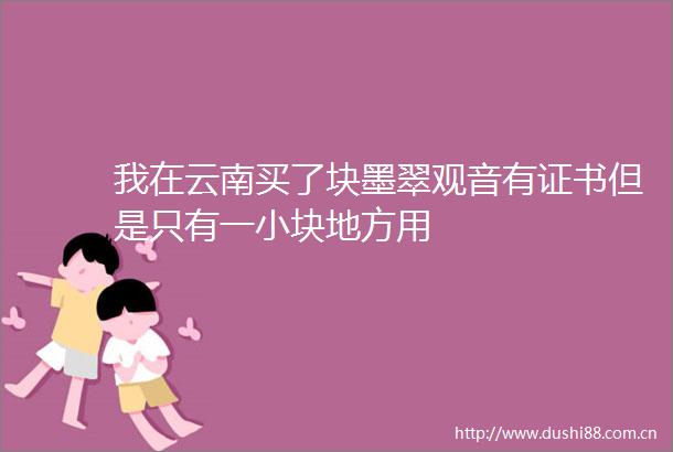 我在云南买了块墨翠观音有证书但是只有一小块地方用