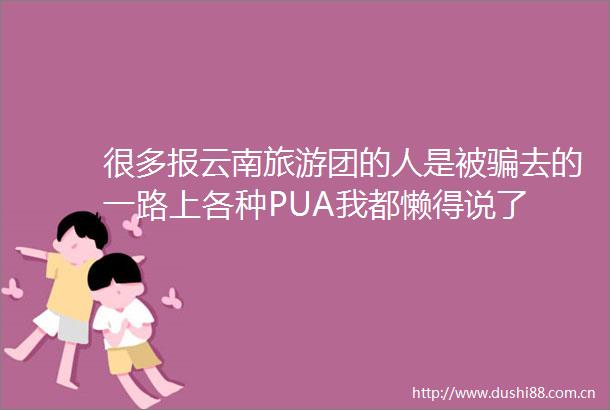 很多报云南旅游团的人是被去的一路上各种PUA我都懒得说了
