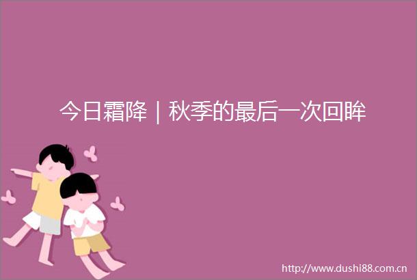 今日霜降｜秋季的最后一次回眸