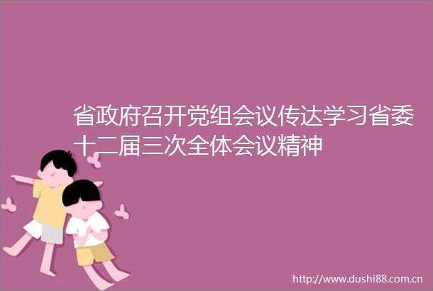省召开党组会议传达学习省委十二届三次全体会议精神