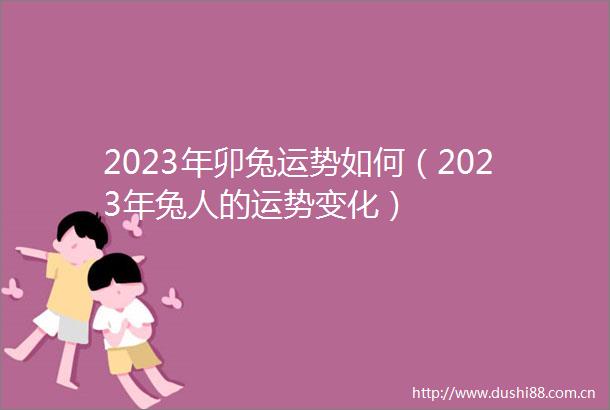 2023年卯兔运势如何（2023年兔人的运势变化）