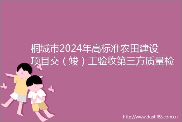 桐城市2024年高标准农田建设项目交（竣）工验收第三方质量检测项目竞争性谈判公告