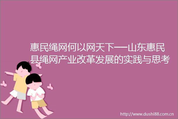 惠民绳网何以网天下──山东惠民县绳网产业改革发展的实践与思考