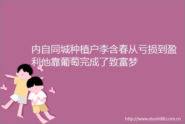 内自同城种植户李含春从亏损到盈利他靠葡萄完成了致富梦