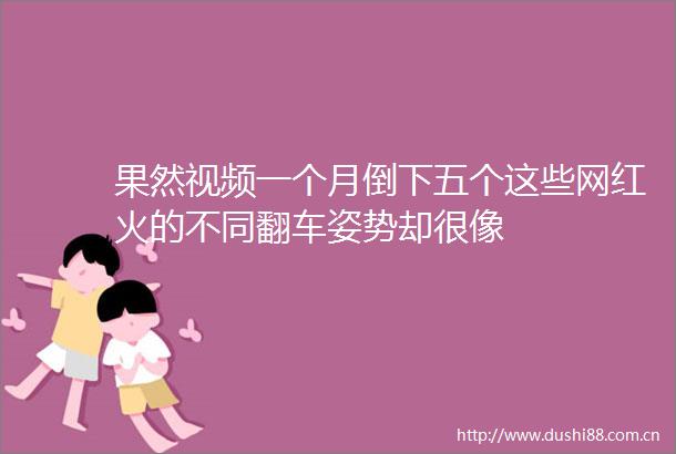 果然视频一个月倒下五个这些网红火的不同翻车姿势却很像