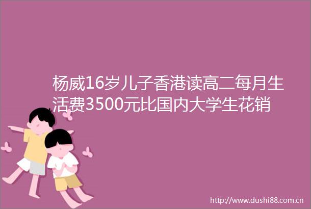 杨威16岁儿子香港读高二每月生活费3500元比国内大学生花销还大