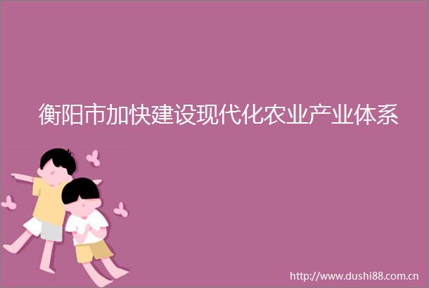 衡阳市加快建设现代化农业产业体系