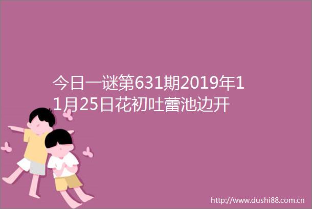 今日一谜第631期2019年11月25日花初吐蕾池边开