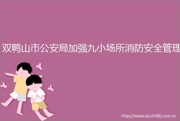 双鸭山市局加强九小场所消防安全管理