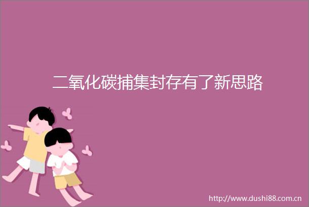 二氧化碳捕集封存有了新思路