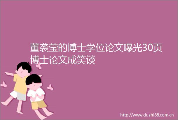 董袭莹的博士学位论文30页博士论文成笑谈