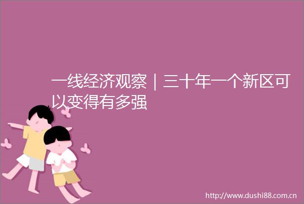 一线经济观察｜三十年一个新区可以变得有多强