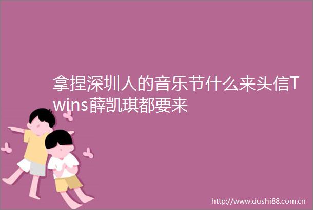 拿捏深圳人的音乐节什么来头信Twins薛凯琪都要来