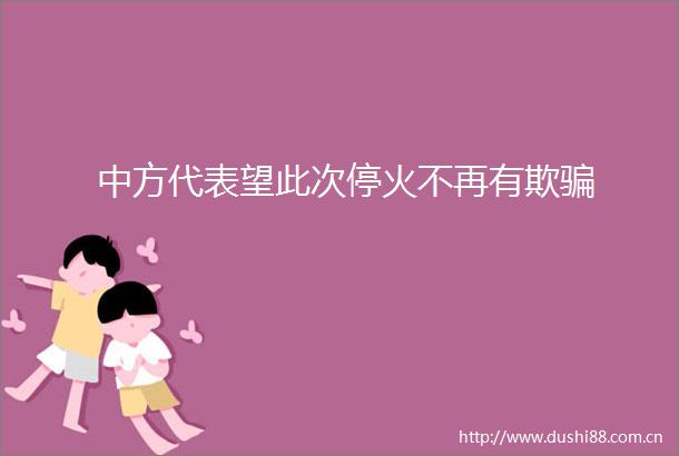 中方代表望此次停火不再有欺