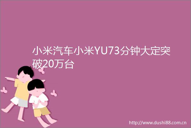 小米汽车小米YU73分钟大定突破20万台
