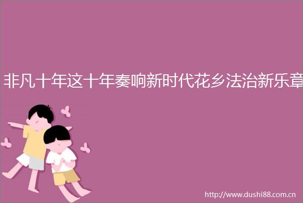 非凡十年这十年奏响新时代花乡法治新乐章