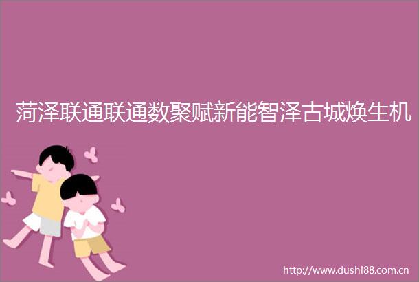 菏泽联通联通数聚赋新能智泽古城焕生机
