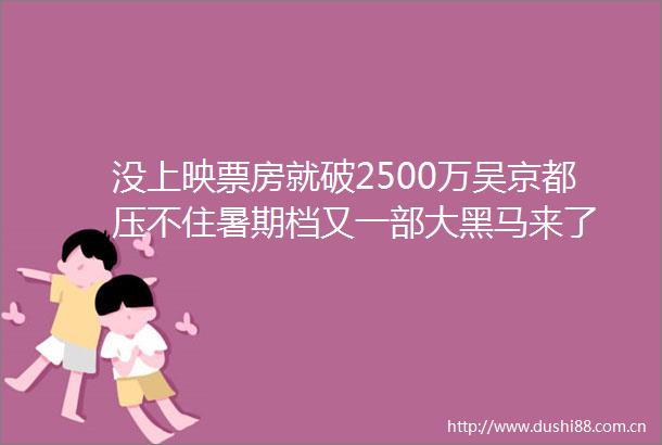 没上映票房就破2500万吴京都压不住暑期档又一部大黑马来了