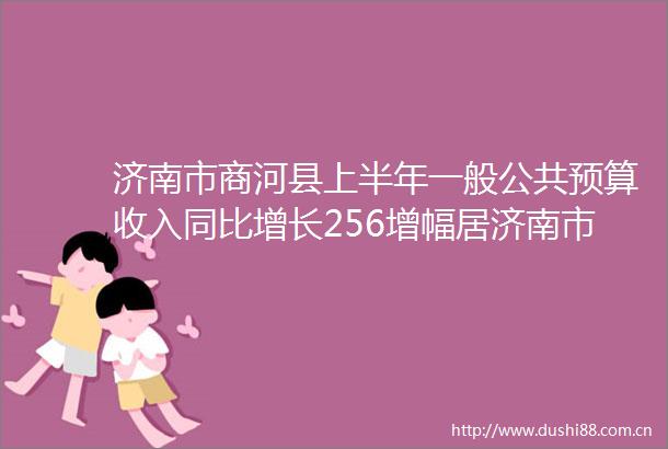 济南市商河县上半年一般公共预算收入同比增长256增幅居济南市第3位