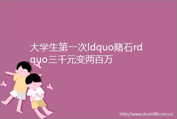 大学生第一次ldquo赌石rdquo三千元变两百万
