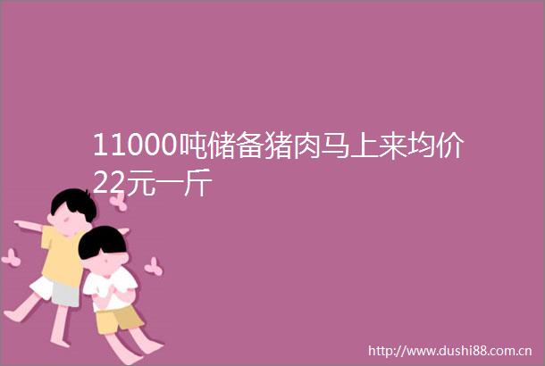 11000吨储备猪肉马上来均价22元一斤