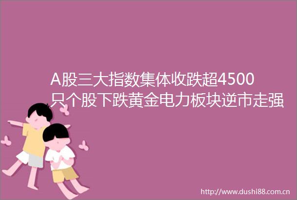 A股三大指数集体收跌超4500只个股下跌黄金电力板块逆市走强