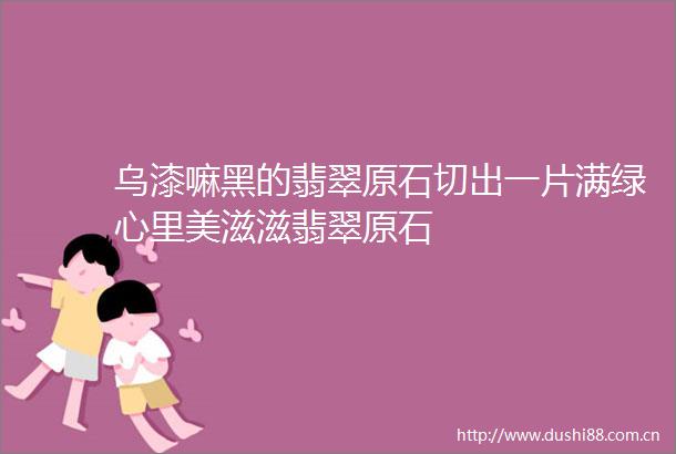 乌漆嘛黑的翡翠原石切出一片满绿心里美滋滋翡翠原石