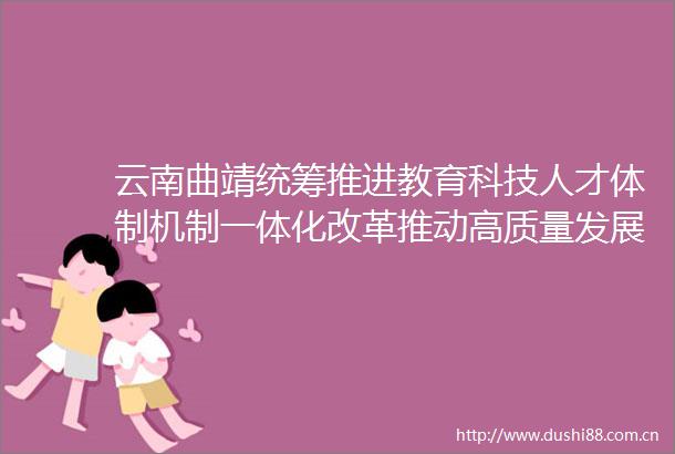 云南曲靖统筹推进教育科技人才体制机制一体化改革推动高质量发展