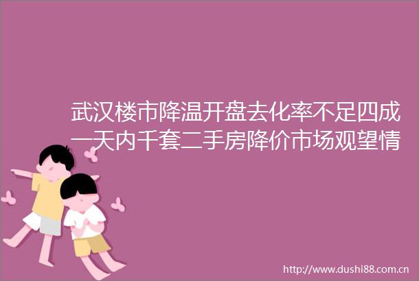 武汉楼市降温开盘去化率不足四成一天内千套二手房降价市场观望情绪渐涨
