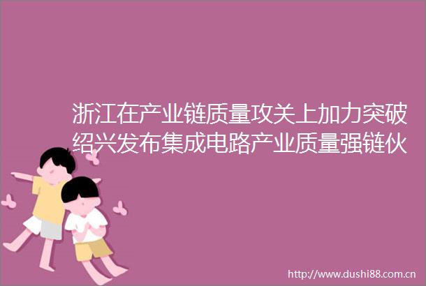 浙江在产业链质量攻关上加力突破绍兴发布集成电路产业质量强链伙伴计划