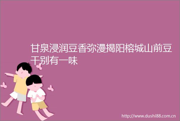甘泉浸润豆香弥漫揭阳榕城山前豆干别有一味
