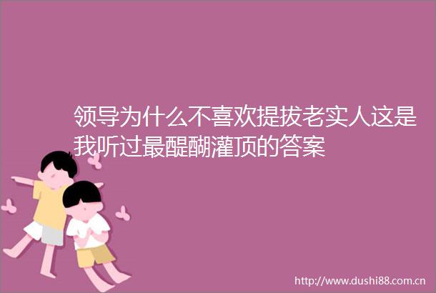 为什么不喜欢提拔老实人这是我听过最醍醐灌顶的答案