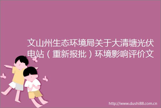 文山州生态环境局关于大清塘光伏电站（重新报批）环境影响评价文件拟审批情况的公示